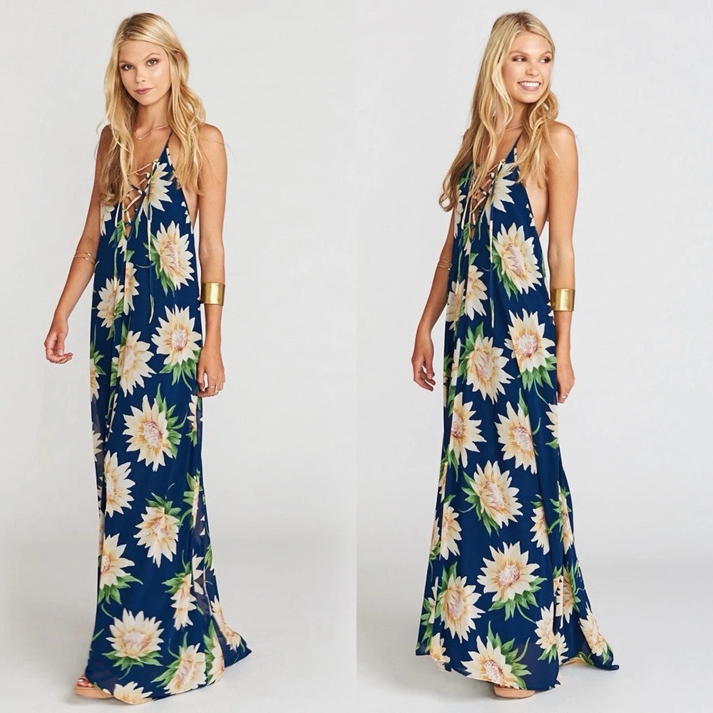 Show Me Your MuMu Navy Floral Maxi Dress